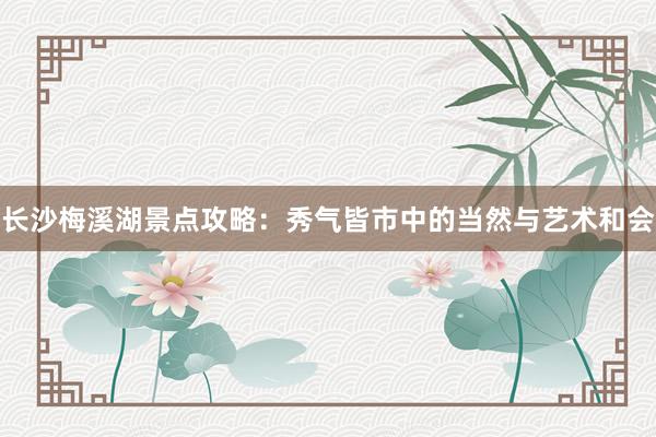 长沙梅溪湖景点攻略：秀气皆市中的当然与艺术和会